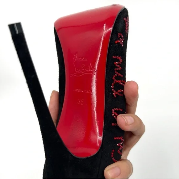 Christian Louboutin Black Stiletto Heels Walk A Mile In My Shoes Collection 38 - Picture 11 of 15